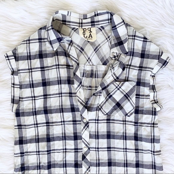Peoples Project PPLA Plaid Flannel Button Up Top - Picture 7 of 7